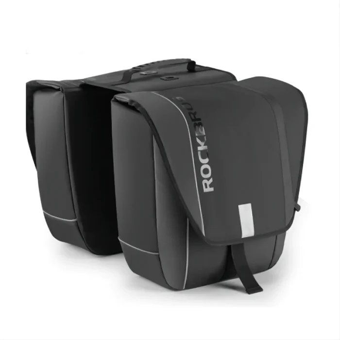 Description The bike rack pannier bag comes with 2 large side pockets. Each side has 15L storage. 30L capacity in total is enough for your daily commute or shopping loads. Features Large Capacity: The 30L large-capacity frame bag is enough to meet your commuting and keep your essentials well organized. It can store your wallet, phones, towels, small tools, outdoor products, water bottles, maps, food, chargers in the main compartment, which is ideal to use during a weekend getaway. Easy to Install: Quick install and release: tool free installation with Velcro straps. Security Protection: Large area reflective around the bicycle bag increases nighttime visibility, keeping your night ride safer. Fully Waterproof: Made of 1000D polyester material, this bike pannier is super durable, fully waterproof, anti-tear, wear-resistant, and heat-resisting, protecting your items perfectly.